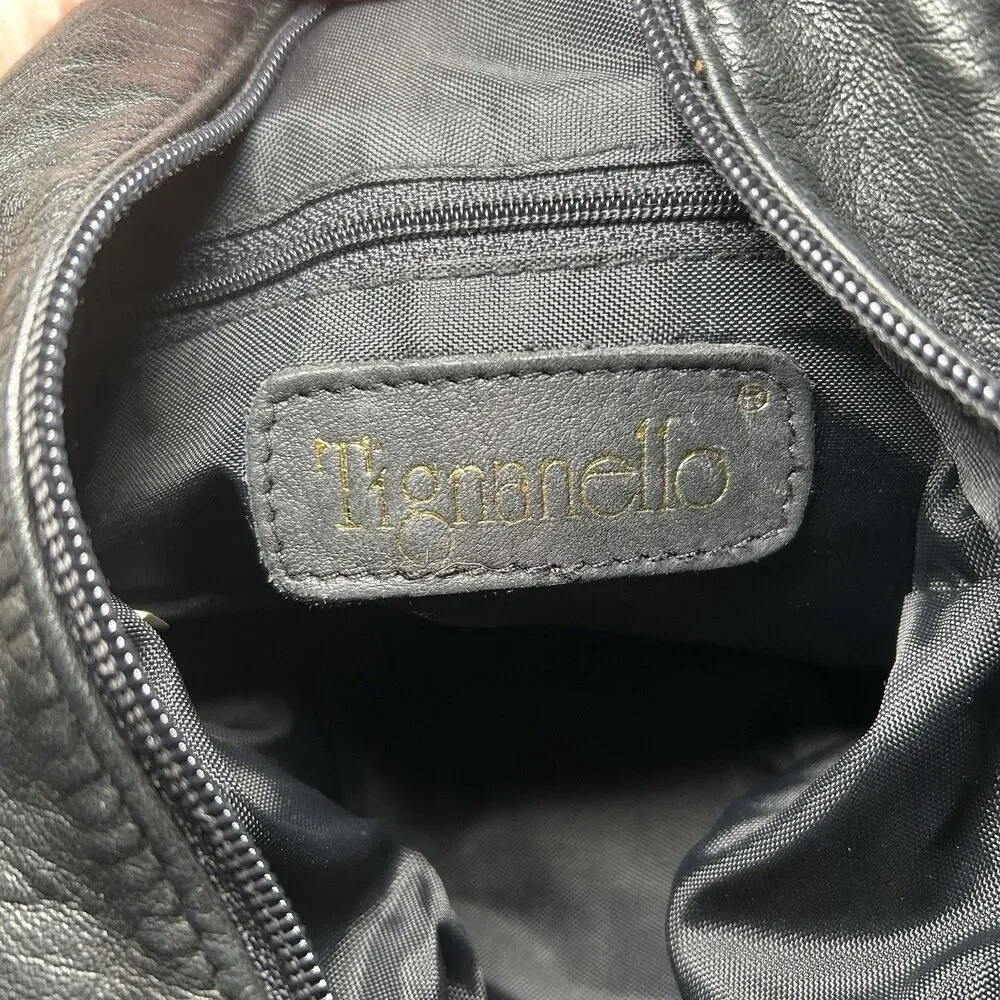 Tignanello black leather backpack purse, Zip Closure, Soft Leather, Y2K, Preppy